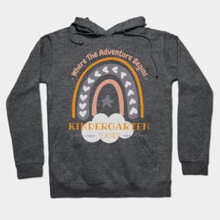 Pastel Rainbow on the cloud Kindergarten Where The Adventure Begins Hoodie